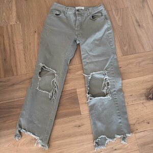 Free People Sage Distressed Cropped Jeans